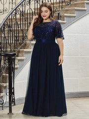 Cleo | A-Line Ruffle Sleeve Prom Dress