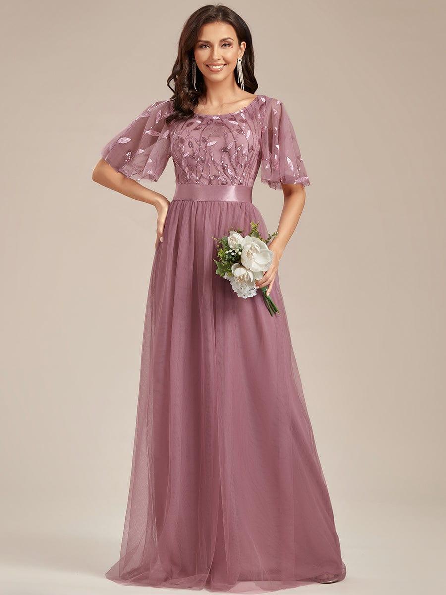 Cleo | A-Line Ruffle Sleeve Prom Dress