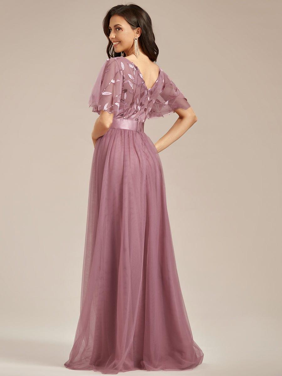 Cleo | A-Line Ruffle Sleeve Prom Dress