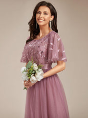 Cleo | A-Line Ruffle Sleeve Prom Dress