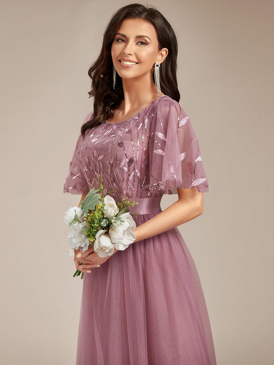Cleo | A-Line Ruffle Sleeve Prom Dress