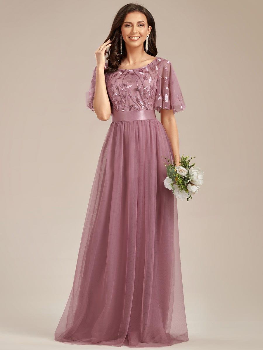 Cleo | A-Line Ruffle Sleeve Prom Dress