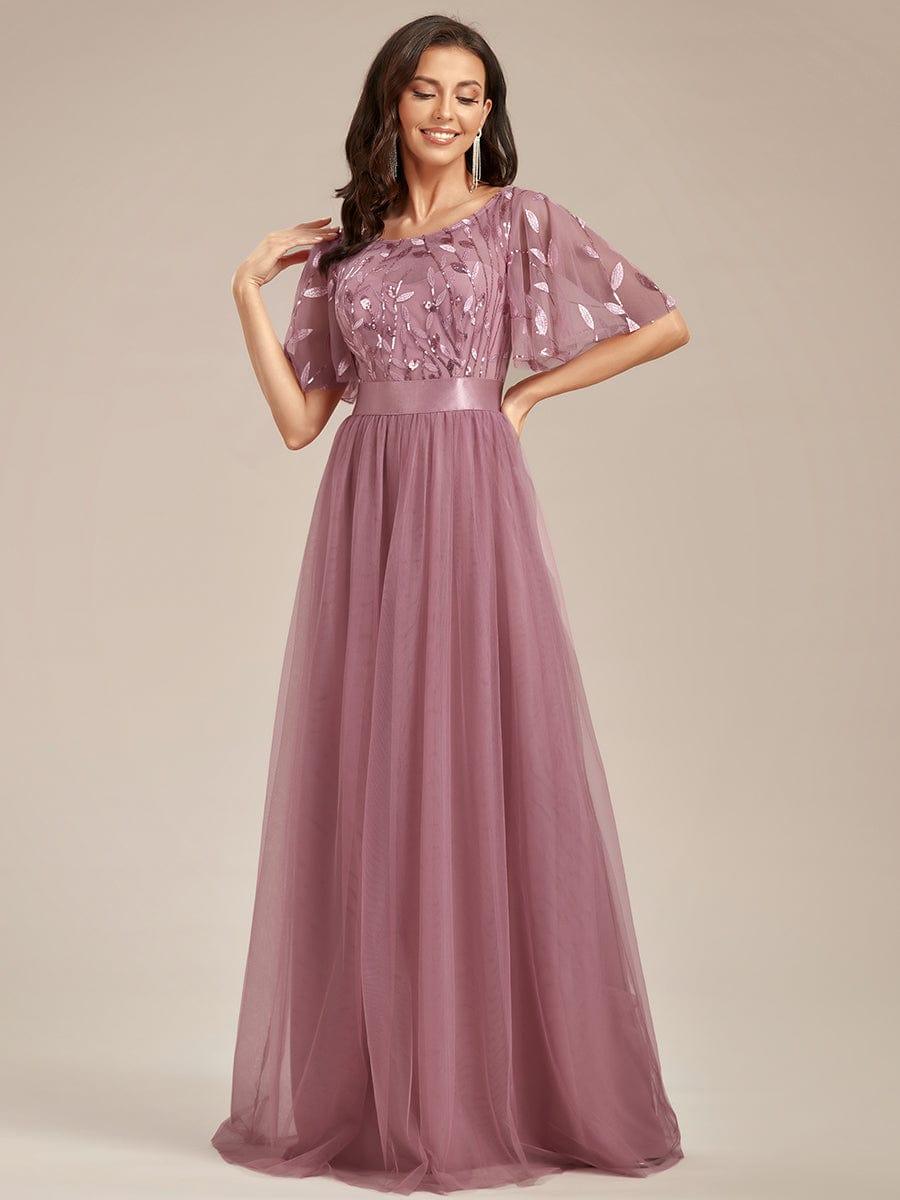 Cleo | A-Line Ruffle Sleeve Prom Dress