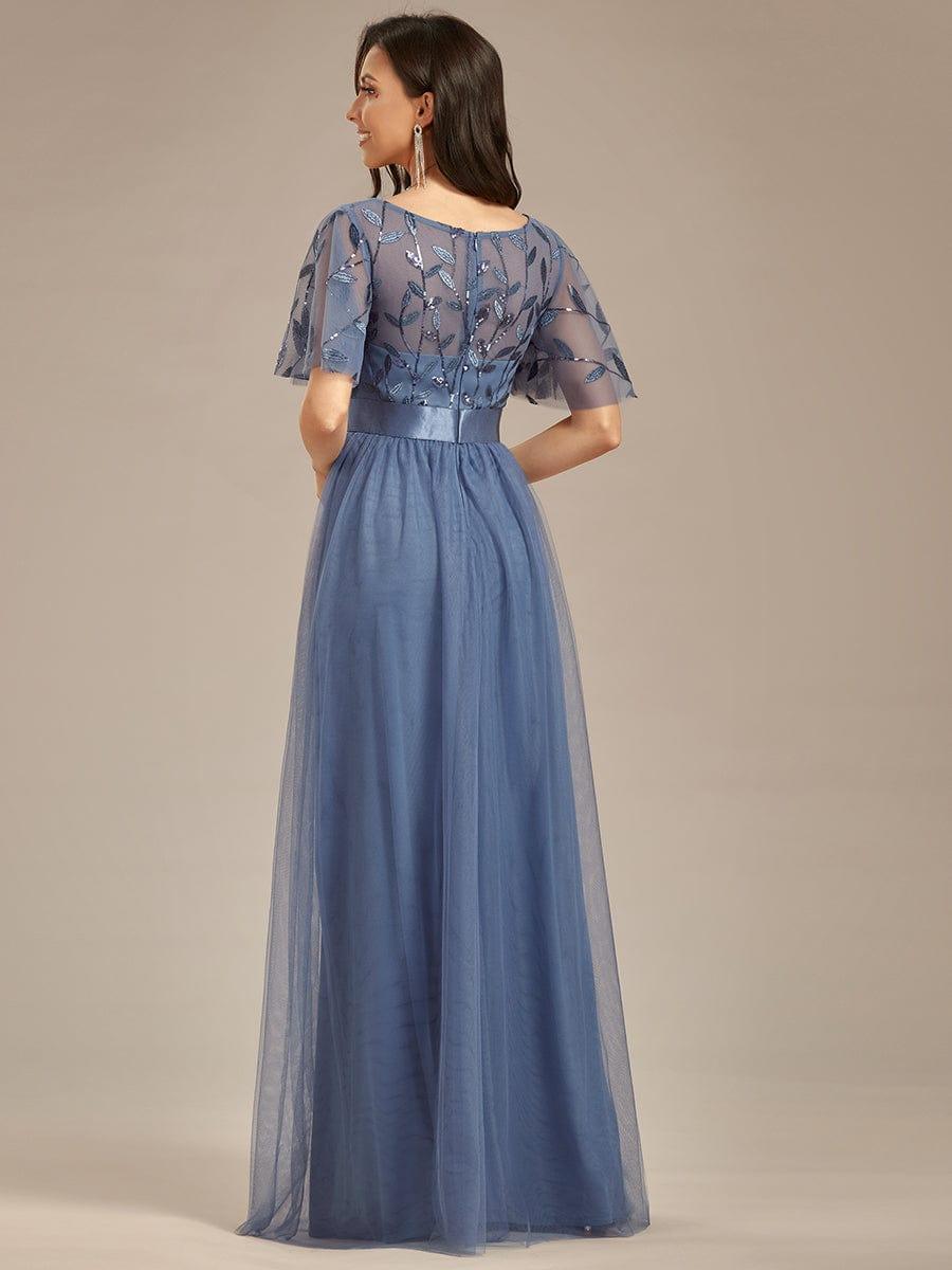 Cleo | A-Line Ruffle Sleeve Prom Dress