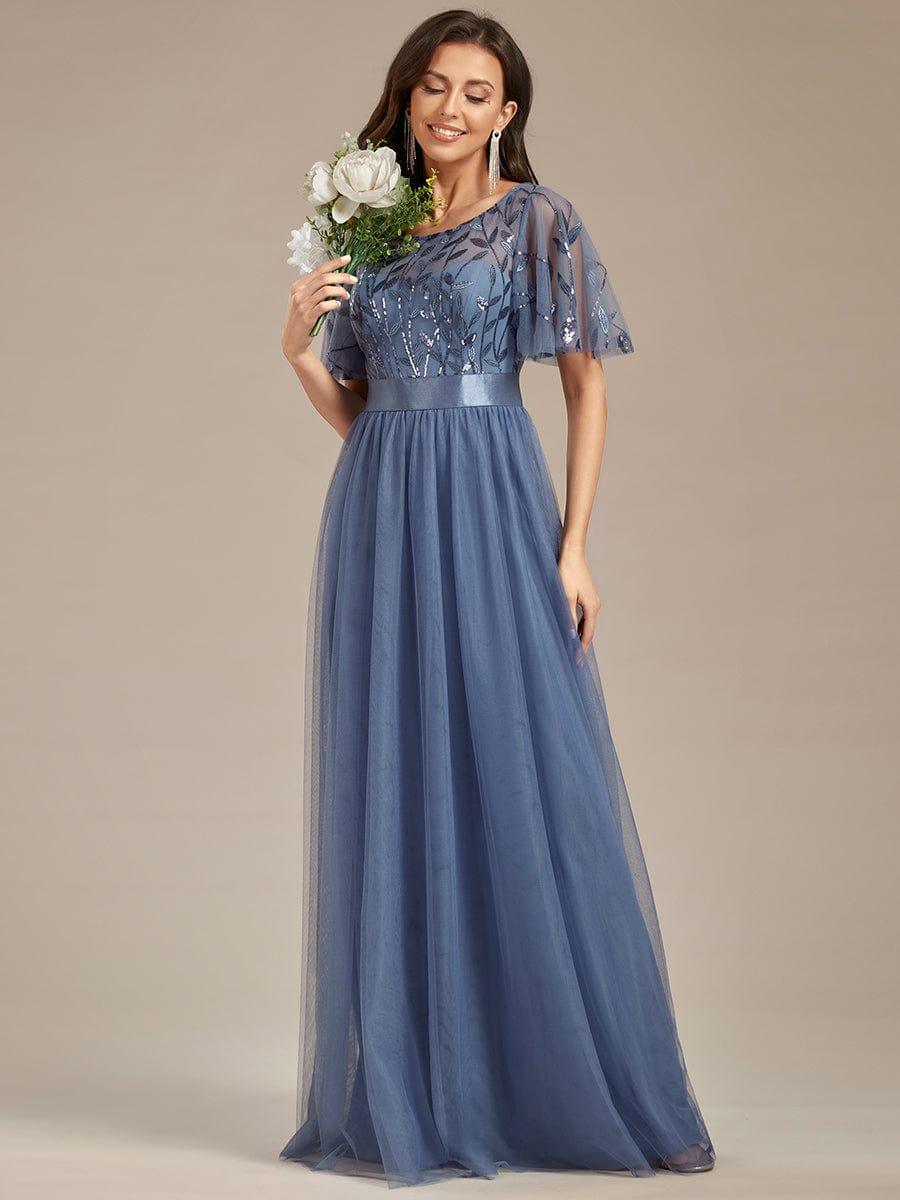 Cleo | A-Line Ruffle Sleeve Prom Dress