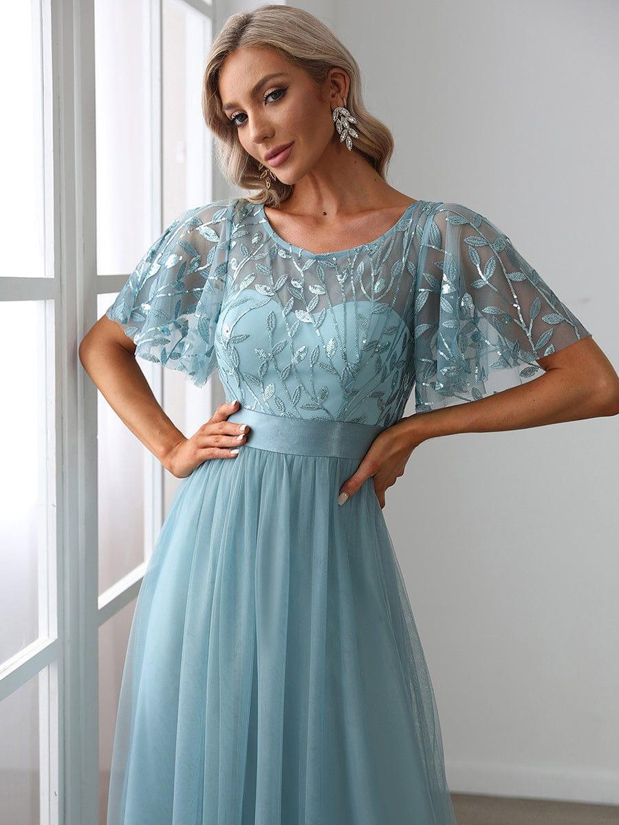 Cleo | A-Line Ruffle Sleeve Prom Dress
