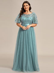 Cleo | A-Line Ruffle Sleeve Prom Dress