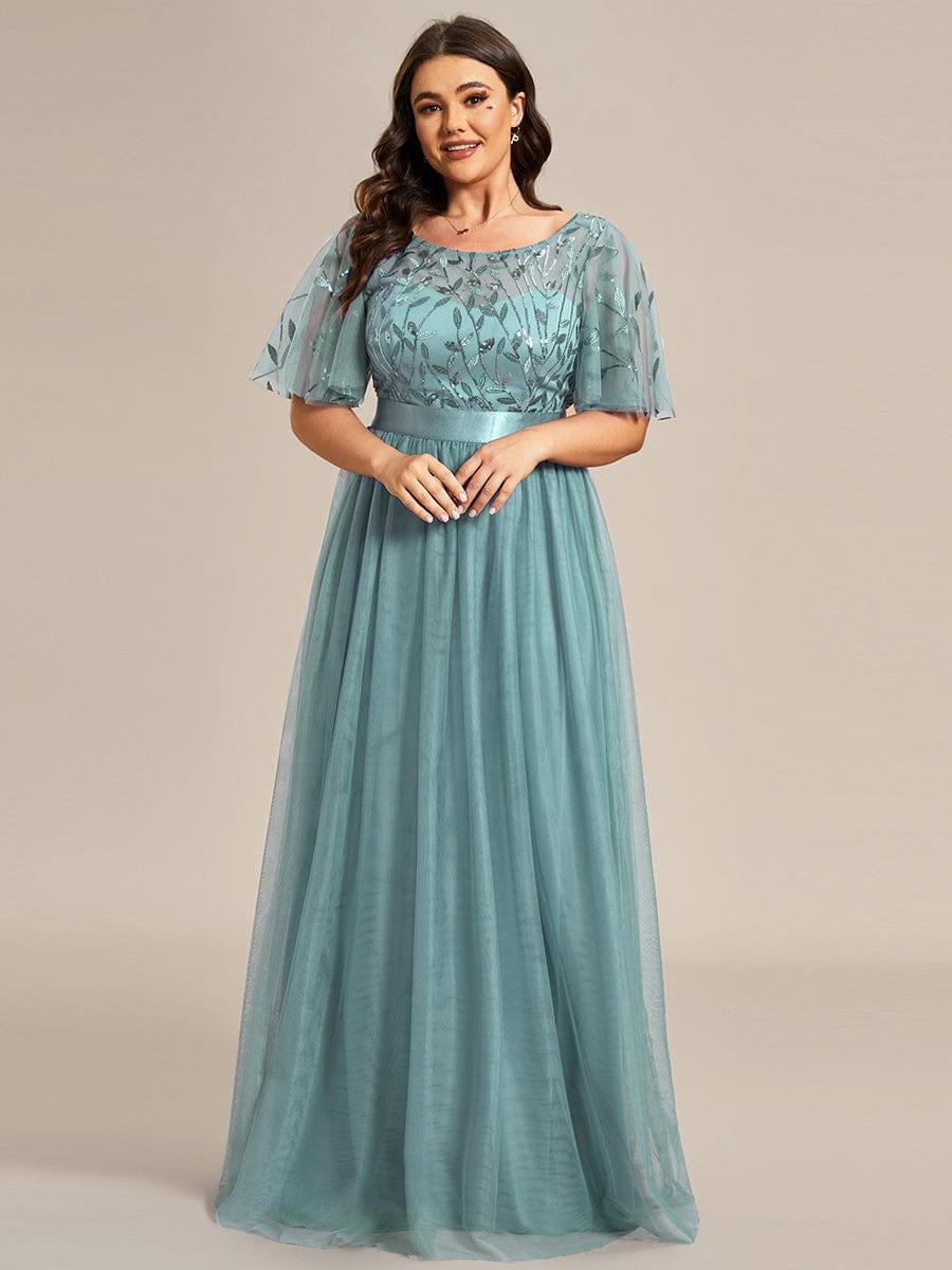 Cleo | A-Line Ruffle Sleeve Prom Dress
