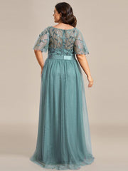 Cleo | A-Line Ruffle Sleeve Prom Dress