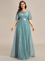 Cleo | A-Line Ruffle Sleeve Prom Dress