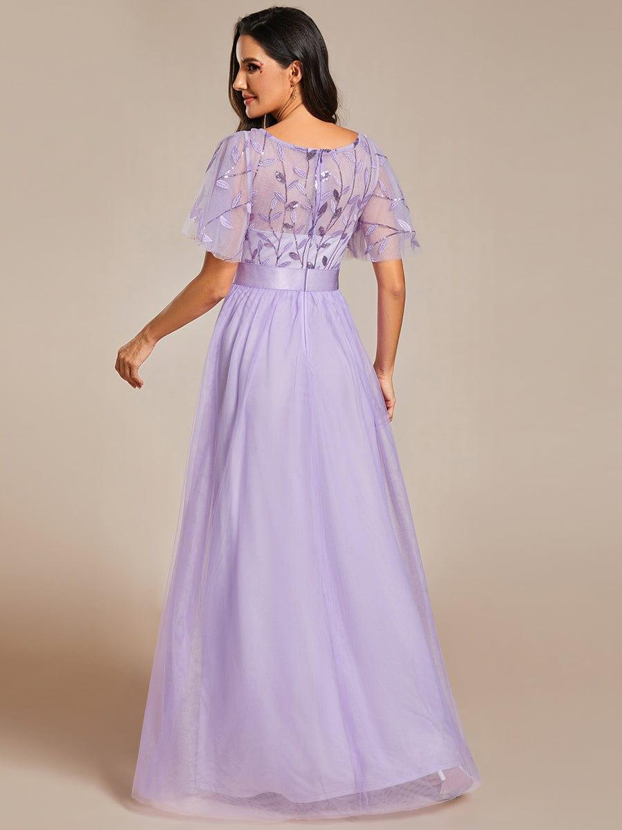 Cleo | A-Line Ruffle Sleeve Prom Dress