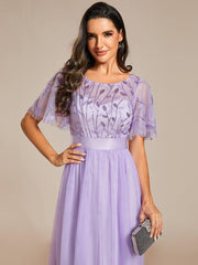 Cleo | A-Line Ruffle Sleeve Prom Dress