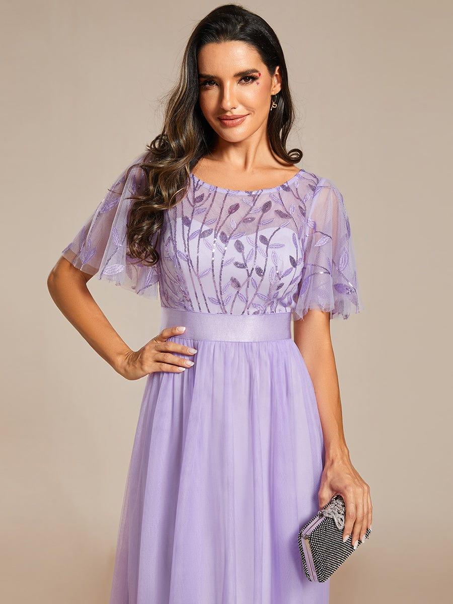 Cleo | A-Line Ruffle Sleeve Prom Dress