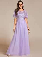 Cleo | A-Line Ruffle Sleeve Prom Dress