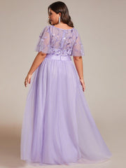 Cleo | A-Line Ruffle Sleeve Prom Dress