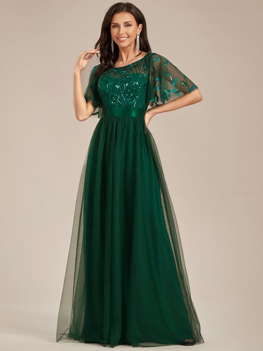 Cleo | A-Line Ruffle Sleeve Prom Dress