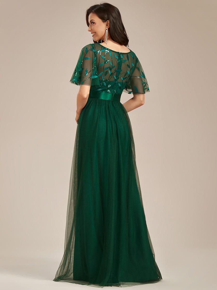 Cleo | A-Line Ruffle Sleeve Prom Dress