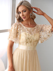 Cleo | A-Line Ruffle Sleeve Prom Dress