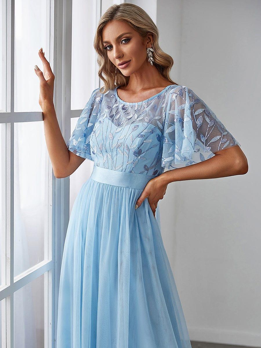 Cleo | A-Line Ruffle Sleeve Prom Dress