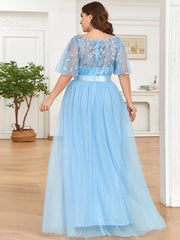 Cleo | A-Line Ruffle Sleeve Prom Dress