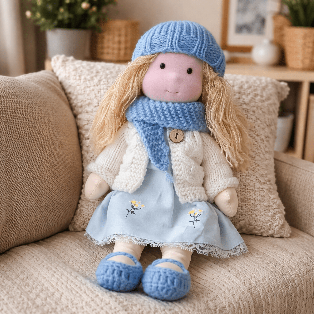 Cotton Waldorf Doll with Soft Plush Body – Ideal for Creative Play and Imaginative Toys