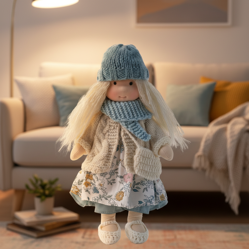 Cotton Waldorf Doll with Soft Plush Body – Ideal for Creative Play and Imaginative Toys