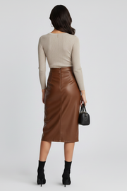 Cressida | Pleated Midi Skirt with Front Split