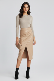 Cressida | Pleated Midi Skirt with Front Split