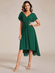 Daisy | A-Line V Neck High-Low Wedding Guest Dress