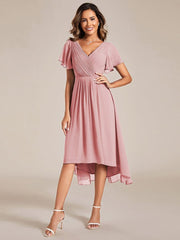 Daisy | A-Line V Neck High-Low Wedding Guest Dress
