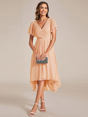 Daisy | A-Line V Neck High-Low Wedding Guest Dress