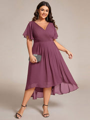 Daisy | A-Line V Neck High-Low Wedding Guest Dress