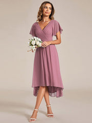 Daisy | A-Line V Neck High-Low Wedding Guest Dress