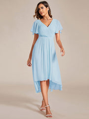 Daisy | A-Line V Neck High-Low Wedding Guest Dress