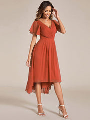 Daisy | A-Line V Neck High-Low Wedding Guest Dress