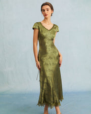 Darcy | Slim Fit Cap Sleeve Satin Wedding Guest Dress
