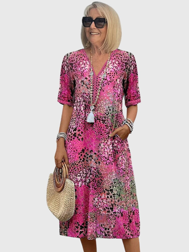 Elara | Fitted Floral Print Midi Dress