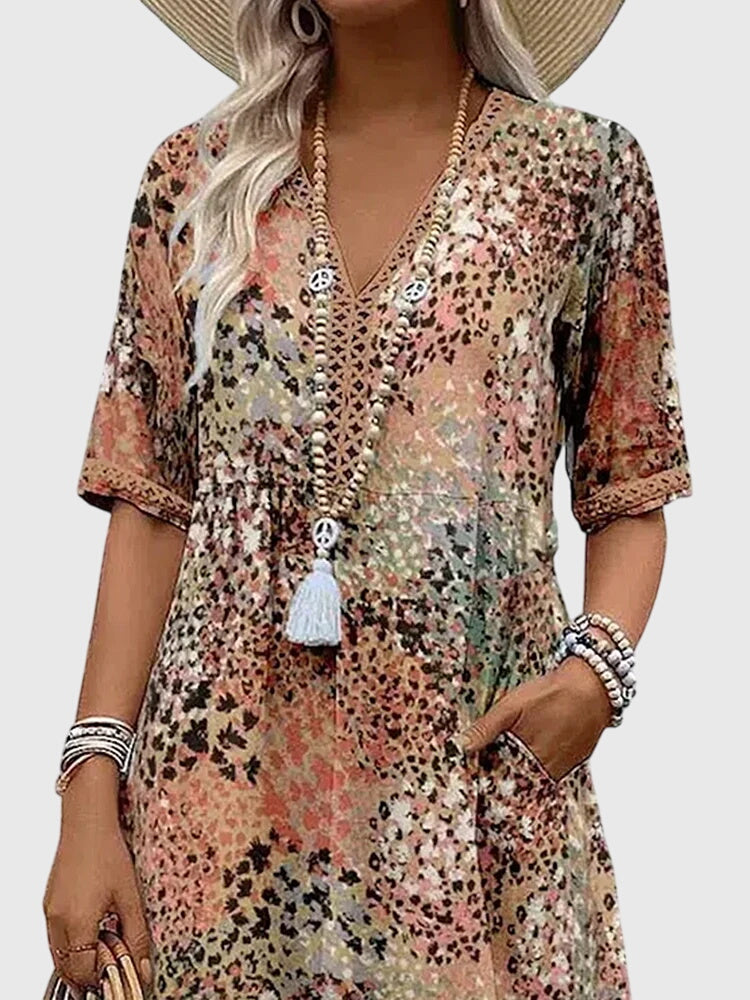 Elara | Fitted Floral Print Midi Dress