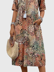 Elara | Fitted Floral Print Midi Dress