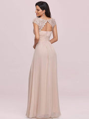 Elara | Lace Cap Sleeve Maxi Bridesmaid Dress Mother of the Bride Outfits