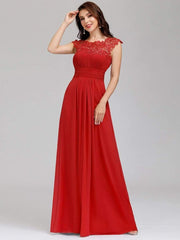 Elara | Lace Cap Sleeve Maxi Bridesmaid Dress Mother of the Bride Outfits