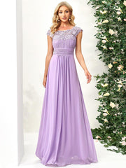 Elara | Lace Cap Sleeve Maxi Bridesmaid Dress Mother of the Bride Outfits