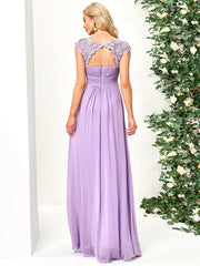 Elara | Lace Cap Sleeve Maxi Bridesmaid Dress Mother of the Bride Outfits