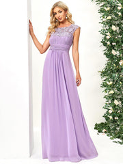 Elara | Lace Cap Sleeve Maxi Bridesmaid Dress Mother of the Bride Outfits