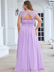 Elara | Lace Cap Sleeve Maxi Bridesmaid Dress Mother of the Bride Outfits