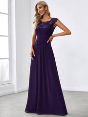 Elara | Lace Cap Sleeve Maxi Bridesmaid Dress Mother of the Bride Outfits