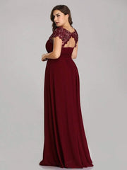 Elara | Lace Cap Sleeve Maxi Bridesmaid Dress Mother of the Bride Outfits