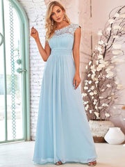 Elara | Lace Cap Sleeve Maxi Bridesmaid Dress Mother of the Bride Outfits