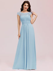 Elara | Lace Cap Sleeve Maxi Bridesmaid Dress Mother of the Bride Outfits