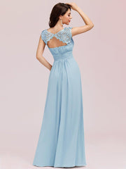 Elara | Lace Cap Sleeve Maxi Bridesmaid Dress Mother of the Bride Outfits